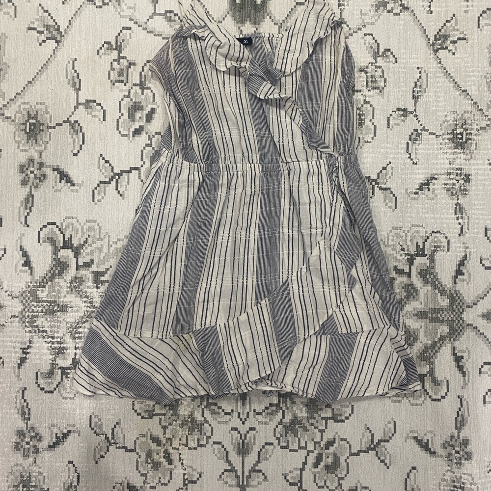 Express Women's Mini Dress in Blue and White Stripes